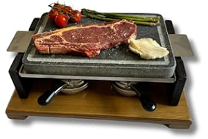 Piedra Volcánica Piedrasar para Carne de 20x30x3 cm con Surco Antigoteo Apta para Horno - Parrilla - Fuego directo