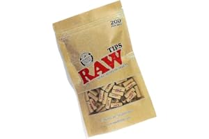 RAW naturliga oraffinerade förvalsade filterspetsar – 1 påse med 200 spetsar