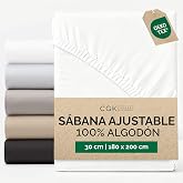 Fitted Sheet 180x200 - Cotton 400 Thread Count Pocket 30cm (12") - White | Soft, Breathable, Wrinkle Free, Premium Bedding, E