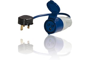 CDL Micro 13A UK Plug to 16A 3 Pin Socket Adapter for Tent/Motorhome/Caravan IEC 60309 P+N+E, 6h