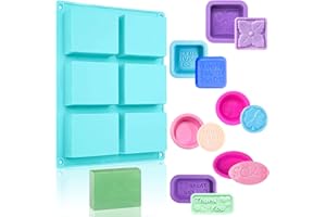LBING 7Pcs Moulles à Savon en Silicone Moules en Silicone de Qualité Alimentaire DIY Rectangulaires Moules Savon pour Faire de savons,cosmétiques Solides,Chocolat,Cupcakes, Muffins, Bougies