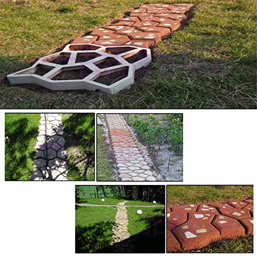 MCTECH® D.I.Y. Betonform Schalungsform BetonPflasterform Pflastermacher Zufällige/ Rechteck Muster von , Gehwegen, Trittsteinen, Garten (Zufällige Muster, 3 Stücke) - 6