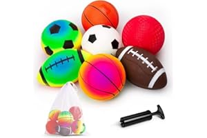INPODAK Balls for Toddlers 1-3, 5 Inches PVC Football, Small Rugby Ball for kids, Mini Basketball, Backyard Game Sport Balls Set for Indoor Outdoor Garden