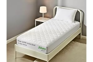 Hafaa Single Mattress Protector Extra Deep 30 Cm Bed Fitted Stretch Skirt Quilted Mattress Pad Single Bed Anti Allergy Microfiber Fitted Mattress Cover (90 x 190 Cm)