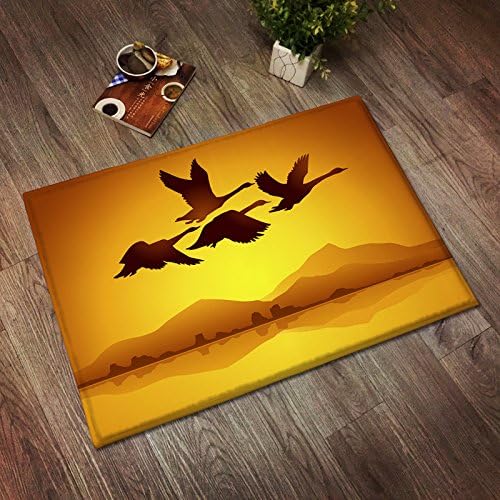 The animal silhouette pad inside the living room bedroom home bathroom mat chair carpet foot mat,40*60CM,Zingiber yellow sky Swan