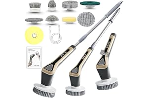Wefilter Electric Spin Scrubber Pro, Cleaning Brush Scrubber for Home, Bathroom & Car 420RPM/Min 7 Brush Heads 90-120 Min Run Time 4000 mAh Battery 2 Speed Modes (Grey)
