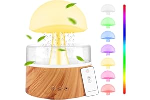 Glovios 3 in 1 Nuage Humidificateur d'air 500 ML Nuage de pluie Diffuseur huiles essentielles Veilleuse champignon pour chambre bureau chambre d'enfant et maison