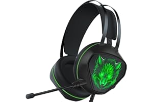 syndesmos Gaming Headset für PC für PS5, Switch, Xbox Series X/S, Xbox One, Headset mit Mikrofon Gaming Kopfhörer Kabelgebunden (GRÜN)