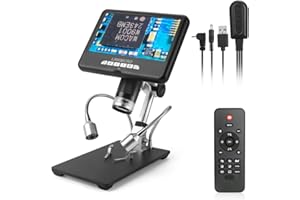 Linkmicro 7 Inch LCD Digital Microscope with Long Object Distance Lens 100X Magnifier LM207 FHD 1080P Metal Stand UV Filter for Circuit Board Soldering and Watches Restoration