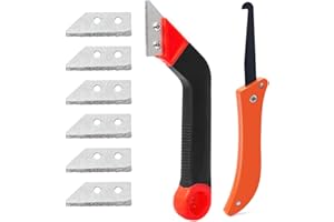 QOMJUFA Raschietto per fughe, set di 9 raschietti per piastrelle, incluse 7 lame di ricambio e 1 sega angolare, lama per la pulizia delle piastrelle, lama per rasoio