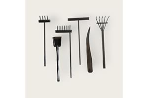 Zen&Tao Japanese Miniature Zen Garden Six Pieces Tools Kit Set Stylish Design Easy to Clean Mould Free Sturdy and Functional Perfect Match for DIY Mini Zen Garden (Black)