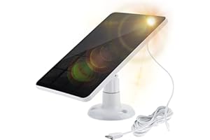 Irishom Panel solar para cámara de seguridad IP6 impermeable Potencia continua ajustable de 360 grados con paneles solares de carga de 10 W 5 V con puerto tipo C/Cable de carga de 9.8 pies