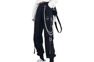 DINGJIUYAN Pantalon Cargo Gothique Femmes Streetwear Noir Taille Haute Pantalon Femme Harajuku Style Coréen Gothique Pantalon Surdimensionné
