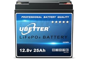 UBETTER Lifepo4 Akku 12V 25Ah, Lithiumbatterie 12 Volt 320Wh mit BMS über 4000 Zyklen für Wohnmobil, Boot, Trolling Motor, Camping oder Solaranlage
