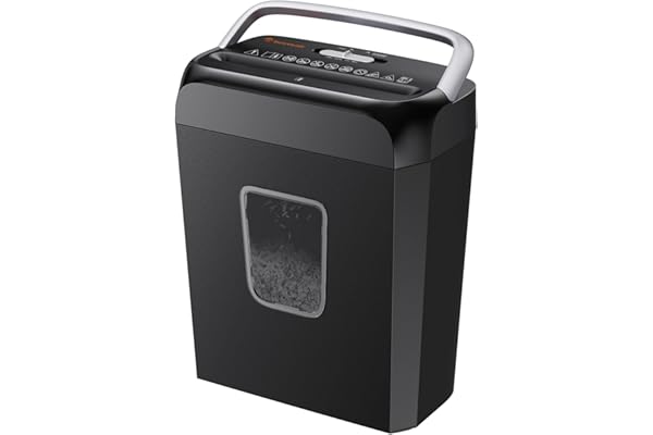 Bonsaii Broyeur Papier, Détruit 6 Feuilles à la Fois, Peut Déchiqueter Les Cartes de Crédit et Les Trombones, Broyeur de Papier avec Une Corbeille de 13 litres (C237-B)