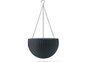 KETER OUTDOOR Keter Blumentopf mit Hängekette Pflanzampel Hängeampel Hängetopf (1, Anthrazit)