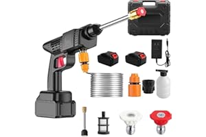 EONDEVO Idropulitrice Portatile, Idropulitrice a Batteria con 2 batterie 16680VF e Scatola di Immagazzinaggio, 0-8 metri di distanza di spruzzo d'acqua, per Auto, Terrazza, Giardino, Pulizia di Tappeti