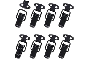 HUSZZM 8 Pcs Spring Loaded Toggle Latches Stainless Steel Catch Clamp Clips Spring Lock Hasp Catch Duck Billed Buckles for Toolbox Drawer Cabinet Case Closet Locker Black