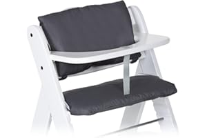 Hauck - Cojín Deluxe Trona madera evolutiva Alpha y Beta Plus - Almohada trona bebé con asiento acolchado/Reductor de asiento en 2 piezas - Gris Oscuro