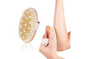 KSUKTSW Brosse Corps a Sec, Brosse Exfoliante Corps, Brosse de Massage, Brosses de Bain, Brosse de Douche, Poils Naturels, pour Massage Exfoliant, Améliore la Circulation Sanguine
