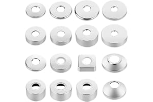 JRJUBB 2 Rubinetti Doccia con Rosetta Ø 25 mm (3/4"), Copertura in Acciaio Inox, Filettata, per Tubi e Radiatori (Argento, 70 x 20)