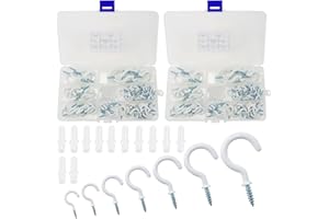 Gebiuhoo 196 Pezzi Ganci a Vite Ganci a Soffitto Tazza Ganci da Soffitto Ganci per Tazza Rivestiti in Vinile per Natale Giardino Cucina Appendere Tazze Strofinaccio Merci Leggere