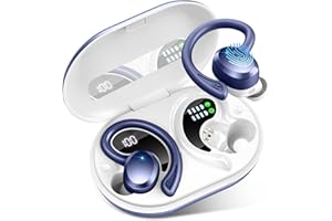 RULEFISS Ecouteurs Bluetooth sans Fil Sports, Oreillette Bluetooth 5.3 avec 3D HiFi Stéréo, 48Hrs Écouteurs sans Fil CVC 8.0 Antibruit, IP7 Etanche, USB-C Charge Rapide, Écran LED Casque Running iOS/Android
