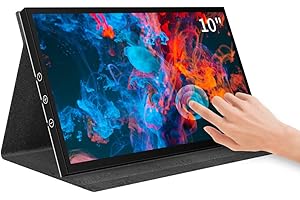 CUQI 10-calowy ekran dotykowy IPS do Raspberry Pi, monitor HDMI 1024 × 600, przenośny wyświetlacz Raspberry Pi ze skórzanym pokrowcem do Raspberry Pi 3B/4B/5/laptopa/urządzenia Win OS