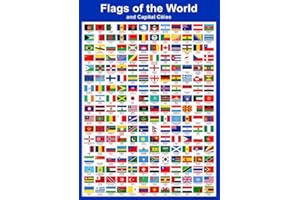 Wisdom Learning Flags of The World Poster - Countries Wall Chart Educational Childrens Childs Poster Art Print WallChart world flags