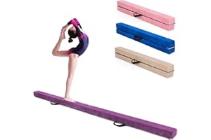 GYMAX Poutre Gymnastique Pliable 210/240/270 cm pour Enfants, Revêtement Antidérapant, Structure en Pin, Poignée de Transport, pour Entraînement à l'Équilibre