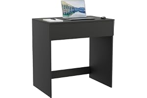 ComfortCove Skrivbord med Låda, Sminkbord, 75cm, Svart | Litet Hemmakontorsskrivbord för Laptop, Platsbesparande Arbetsyta fö