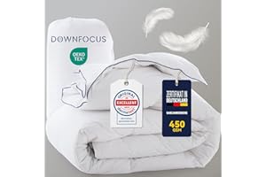 DOWNFOCUS Daunendecke 135x200 mit Federn & Gänsedaunen, 100% Bauwolle Oeko-Tex, RDS Zertifiziert für Tierwohl Ganzjahres Daunendecke Federbettdecke (450gsm Ganzjahresdecke)