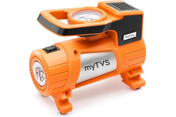myTVS Car Tyre Inflator 100 Psi, 12V DC Air Pump for Car tyre Portable Tyre Inflator for Sedan SUV Inflator with LED Torch Compatible with All car 1+1 Years Warranty (TI-7)