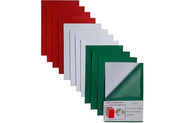 Jtnohx Feutrine Autocollante, 12 Pièces Patin Chaise, 20x30cm Feutrine Adhésif, Feutre Collant pour L'artisanat (Vert/Blanc/Rouge)