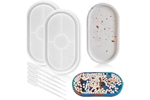 MAEHSAB 2 Pezzi Fai da Te Vassoio Stampo in Resina Kit, Silicone Ovale Piatto Piatto Stampo, Gioielli Resina epossidica Stampo sottobicchiere, terrazzo Jesmonite Vassoio creatore Vassoio Fatto a Mano