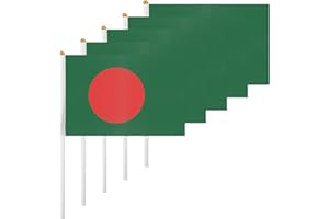 ASUNO 20 Pack Bangladesh Flags HandHeld Small Banners 14 × 21 cm Mini Bangladeshi Stick Flag Polyester for Party Decorations World Cup International Festival Events Indoor and Outdoor