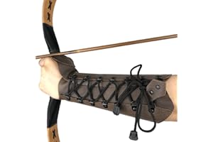 longbowmaker Protège-Bras de Tir à l’Arc Réglable en Cuir de Vache Antique Protège-Poignet 31cm/24cm Bracelet pour Adulte et Jeune