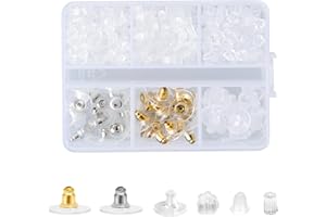 IMEEPA 500PCS Earring backings, 6 Styles Earring Backings Kit, Soft Rubber Earring Stopper Backs, Clear Earring Safety Backs with Box for Droopy Ears, Heavy Earring, Hook Earrings, DIY Jewelry (6 Styles)