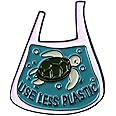 The Earth Environmental Awareness Enamel Lapel Pin Use Less Plastic Words Brooch Cartoon Turtle Enamel Pin Love The Planet Activity Pins for Clothes/Jackets/Backpacks Decoration