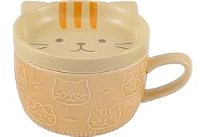 HUISHENG Cat Mug with Lid,Cute Animal Coffee Tea Cup Saucer Set,Christmas Gifts for Women Men Mum Her Teacher Girl Boy,Graduation Birthday Valentines Mothers Day Easter Present