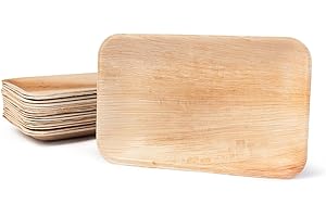 BIOZOYG Palmware DTW05329 Plato de Hoja de Palma, 25 uds, Rectangular, Plano, 25x15 cm, Biodegradable