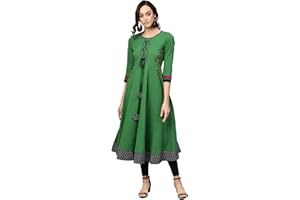 Yash Gallery Damen Cotton Slub Bestickte Anarkali Kurta für Damen (Kastanienbraun)