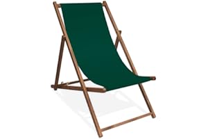 MultiBrands Liegestuhl, Holz, Tannengrün ohne Armlehne mit dunkelbrauner Lasur, klappbar