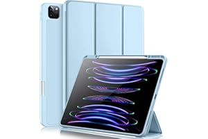 Vobafe Etui na iPada Pro 12,9 6., 5., 4., 3. generacji, elastyczne etui z TPU z uchwytem na rysik, do iPada 12,9 Pro 2022, 2021, 2020, 2018, obsługa Pencil 2, jasnoniebieskie