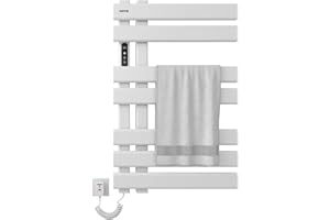 SKYLYZH Scaldasalviette Elettrico, Termostato WiFi Smart Scaldasalviette, per Alexa e Google Home e APP, 450x720 mm, Portasciugamani elettrico, Scaldasalviette Elettrico Bagno a Basso Consumo-WIFI White Left