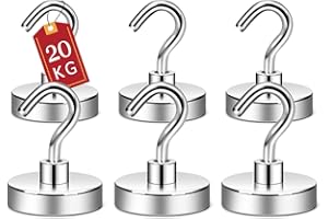 ATEWEITA Ganci Magnetic, Gancio Magnetico Extra Forti Neodimio Calamita con Gancio, Magnetic Hooks per frigorifero da cucina, soffitto, griglia, Piccoli (Argento, 25mm)