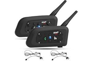 EJEAS V6C Referee Interphone Bluetooth 850 mAh Full Duplex 1200 m sans Fil Bluetooth avec Casque de référence et Bracelet de Course pour Football, Hockey, Rugby Sport, USB-C (Lot de 2)