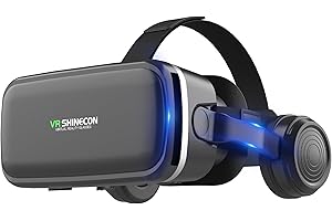 XWP VR Brille mit Kopfhörern, Immersives 3D Virtual Reality Headset mit HD Anti Blaulicht Linse, Für Spiele & 3D Filme, Unterstützt 4,7–6,6 Zoll Smartphones, Kinder und Familie