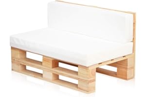 PALETS TALAVERA SL Conjunto Sofa DE PALETS + Set Cojines (Asiento + Respaldo) (120X80, Blanco Nautico)