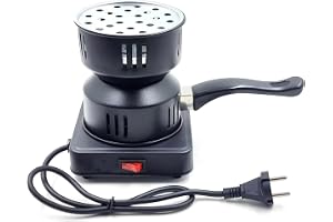 LIMOS Electric Coal Starter 600W - Hookah Charcoal Burner Heater for Shisha Nargila, Multi-Purpose BBQ Grill Stove with Removable Tray, Tongs & Mesh Holder, 220V - Black